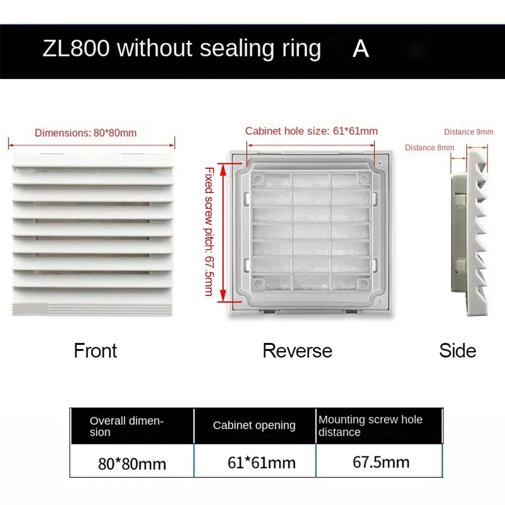 Air Ventilation System ABS Cabinet Ventilation Filter White Without Fan Fan Filter Shutters Fan Grille