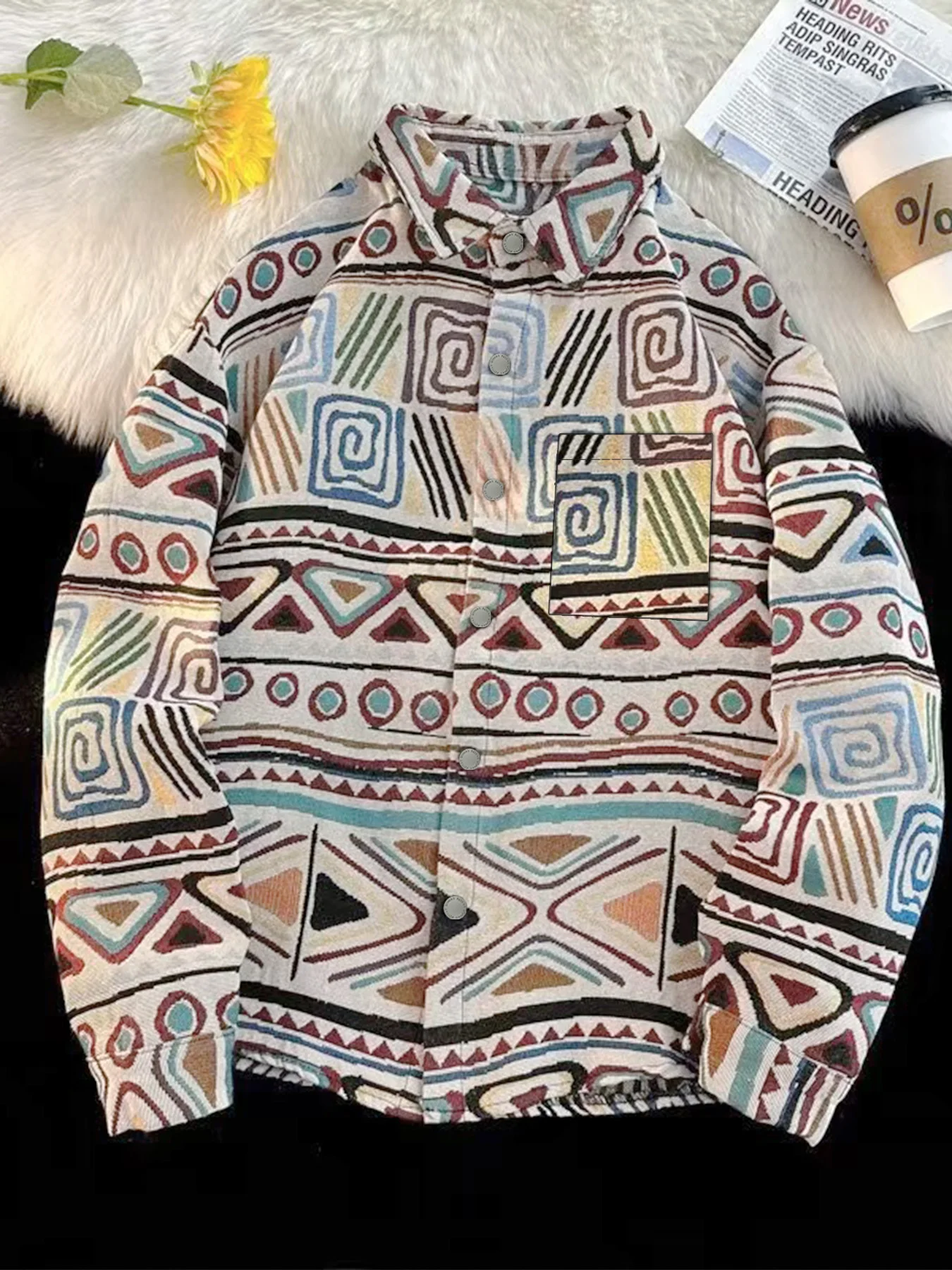 

Тканая куртка в этническом стиле с лацканами, весенне-осенняя модная брендовая красивая мужская повседневная маленькая ароматная куртка