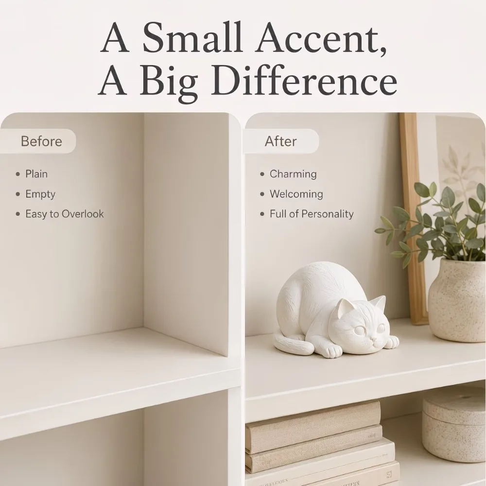 Newest Matte 3D Printed Crouching Cat Sculpture Minimalist Animal Figurine Home Desk Decor Ornament
