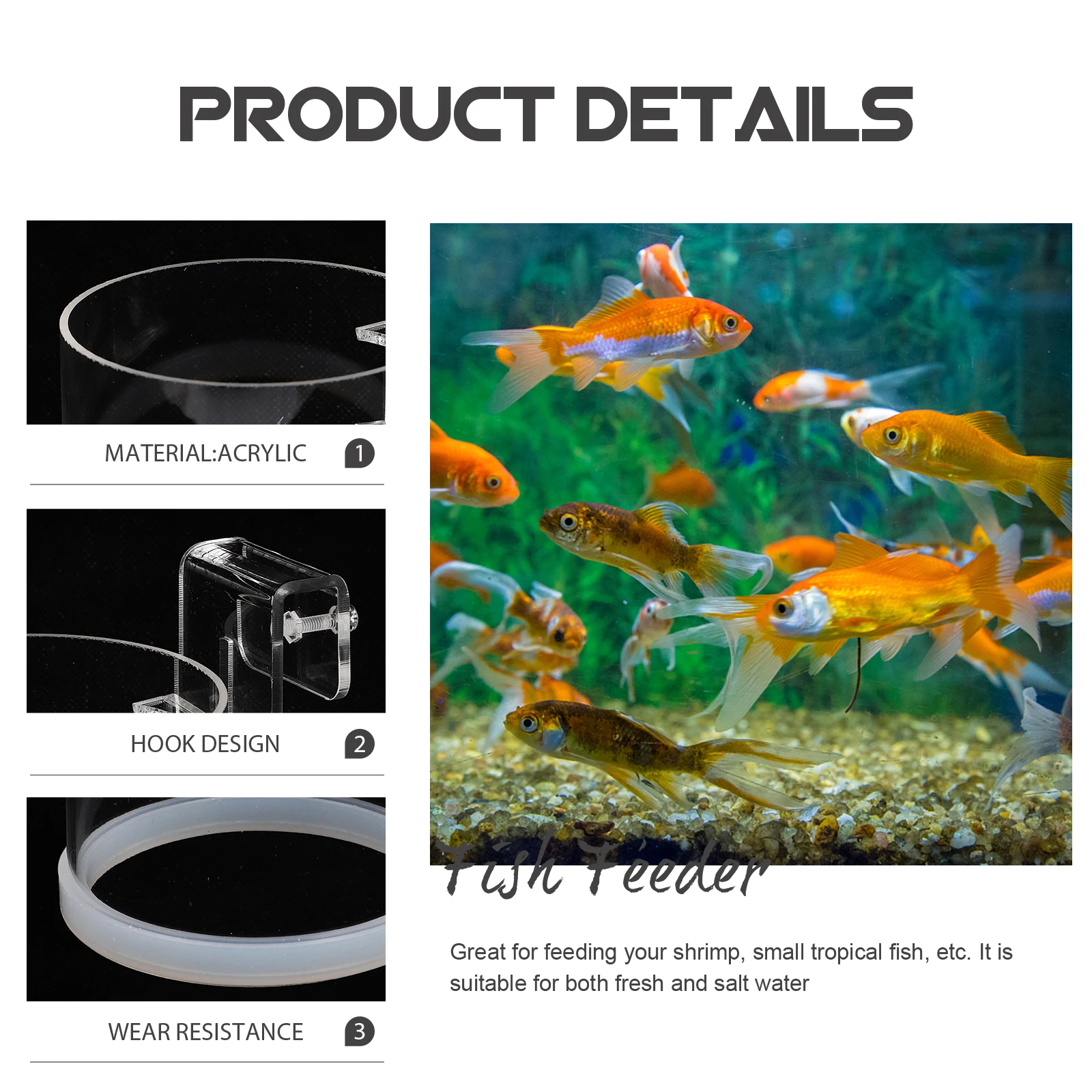 

Acrylic Fish Feeding Ring Safe Durable Wear Resistant Feeder Bowl Suitable Fresh Salt Water Small Tropical Fish Shrimp Flake