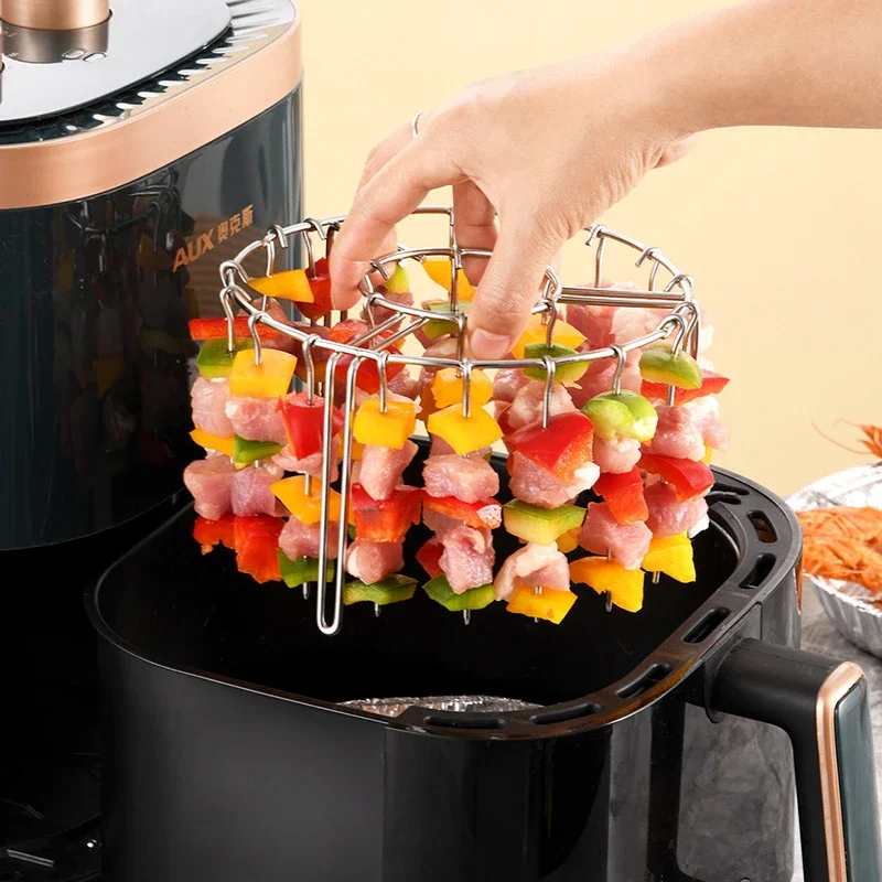 Skewers Air Fryer Stainless Steel Grill Vertical Skewer Hanging Oven Kebab Rack Kebab Holder Kitchen Gadgets Grill - Product Main Image