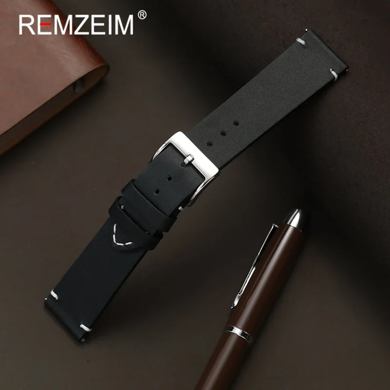 Men Women Handmade Retro PU Leather Watch Strap 16mm 18mm 20mm 22mm 24mm Watchbands Black Brown Beige Quick Release Wrist Band