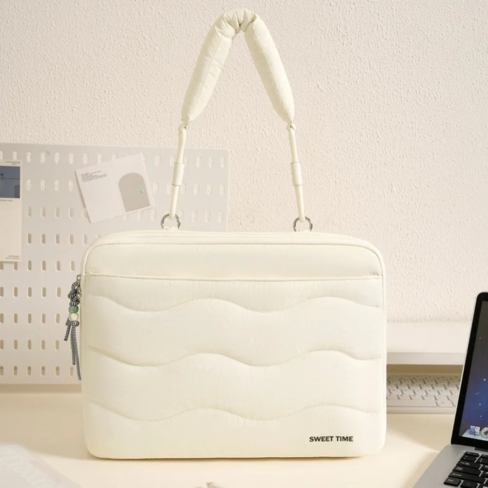 New Portable Laptop Shoulder Bag Quilted Soft Padded Laptop Sleeve Shockproof Thickened Lining Notebook Bag for 15inch Laptop