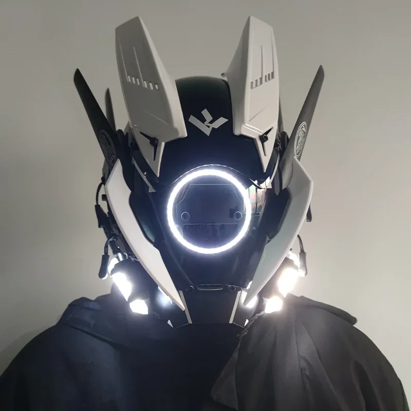 

Cyberpunk Helmet Robot Shinobi Mask Samurai Mask Cyber Punk Cosplay Techwear Tech Helmet Armor Futuristic Toy with LED Light