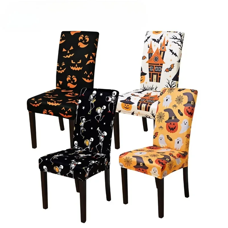 

Halloween Chair Cover Stretch Dining Chair Slipcover Halloween Chair Protector Cover for Party Dining Room Hotel Kitchen