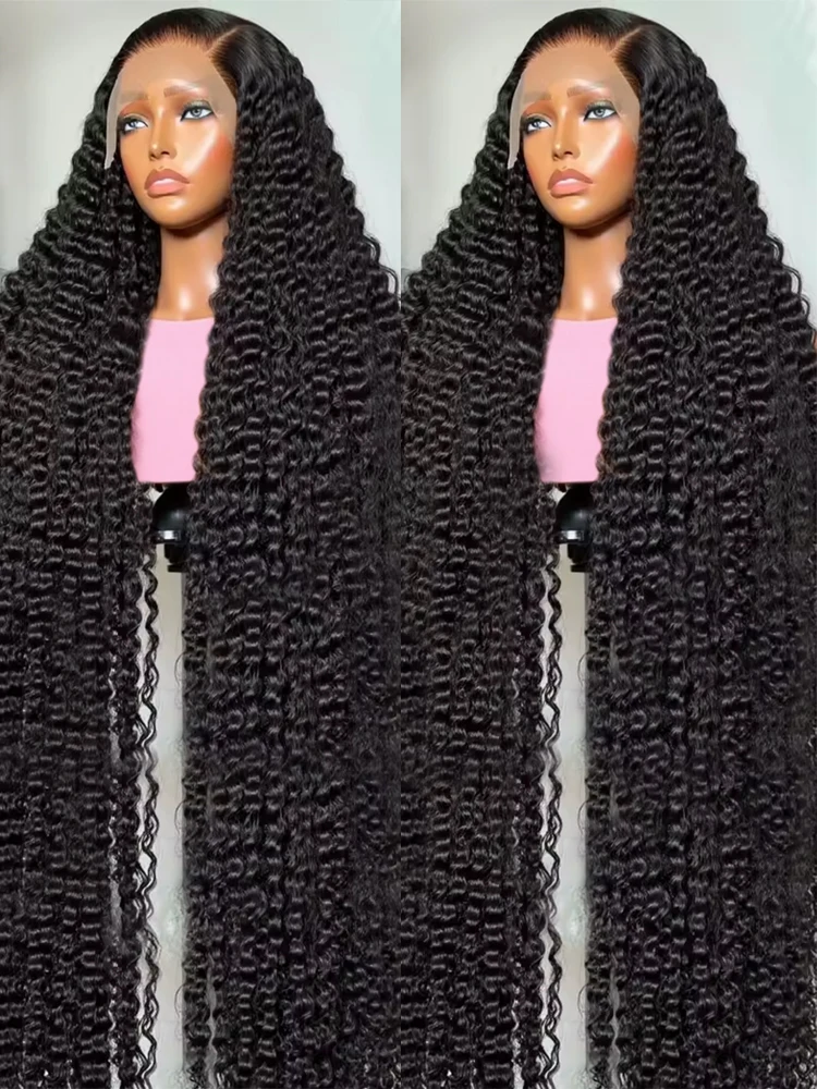 46 بوصة موجة المياه مجعد الدانتيل الجبهة الباروكات 13x4 13x6 HD موجة عميقة الدانتيل الباروكة الأمامية شعر الإنسان قبل قطعها شعري للنساء 250%