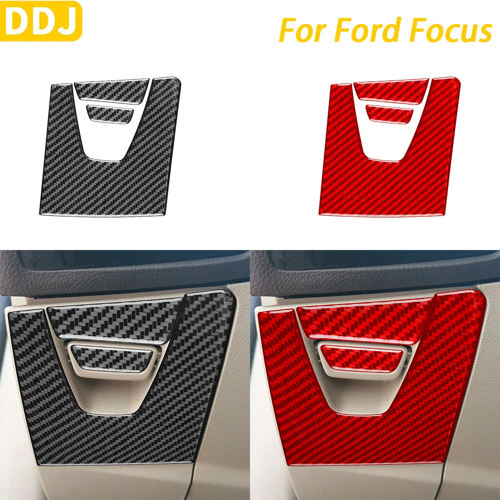 For Ford Focus 2012-2018 Accessories Carbon Fiber Driver Storage Box Panel Set Decorative Cover Car Interior Decoration Sticker