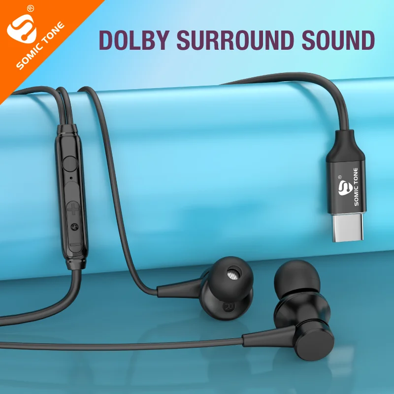 

SOMIC TONE Type C Wired Headphones Metal Earbuds HiFi Bass Stereo Gaming Earphones with Mic For iPhone 15 Pro Samsung Galaxy S21