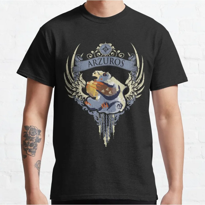 

ARZUROS 0220 Monster hunter world gift t shirt for men Cartoon Video game MHW Graphic Tee Y2K Clothes All size tops S-6XL