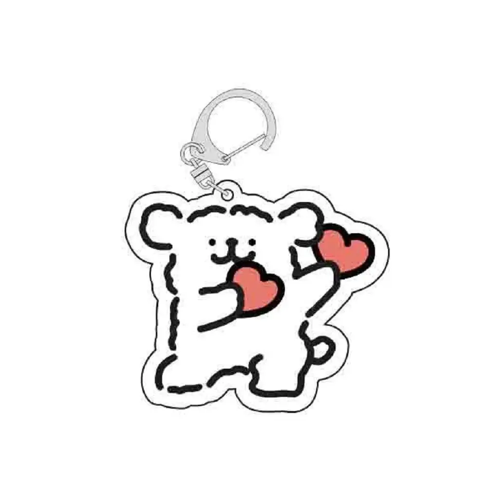 Cartoon Little White Dog Key Chain Cute Acrylic Maltese Dog Pendant Micro Landscape Decoration Key Ring