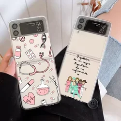 Nurse Doctor Medical Medicine Health Heart Clear Case for Galaxy ZFlip5 ZFlip 6 Transaprent Cover for Samsung ZFlip 4 3 7 Fundas
