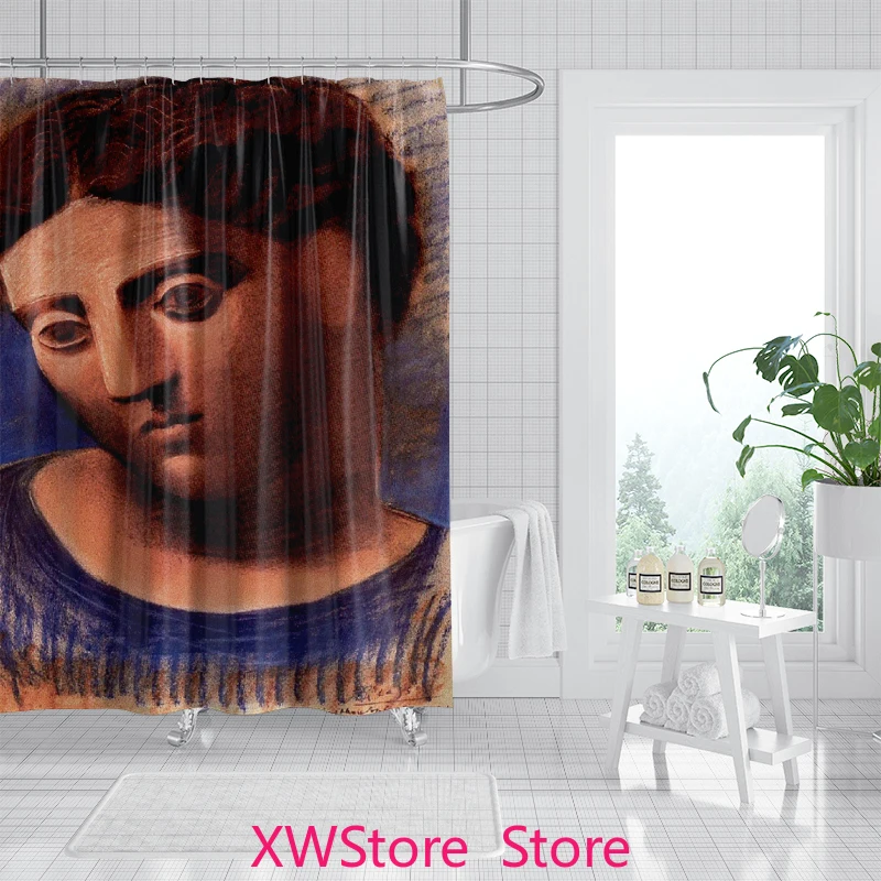 

Abstract Facial Art Shower Curtain Modern Bathroom Decoration Anti Mold and Easy To Clean