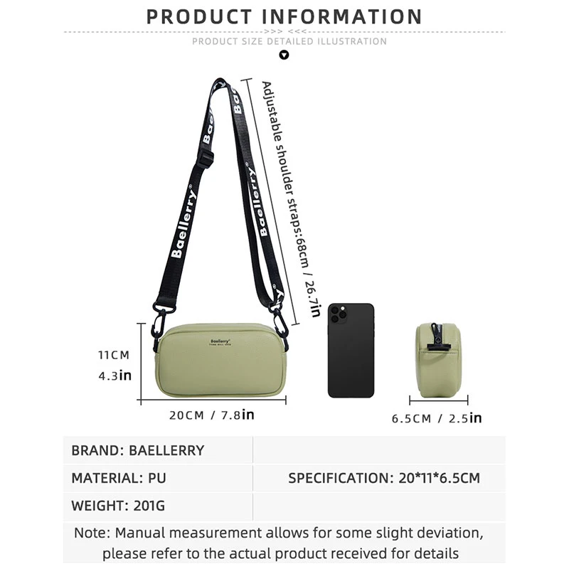 Baellerry جديد سعة كبيرة المرأة حقيبة واحدة الكتف Crossbody سستة الإناث حقيبة جيب للهاتف عالية الجودة محفظة حمل بطاقات