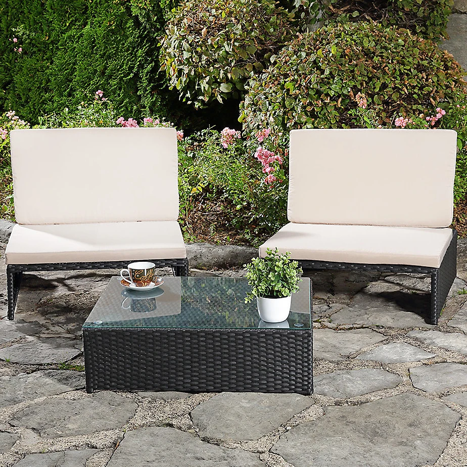 Outdoor Living Garden Furniture Rattan Chaise Lounge with side table Durable Leisure Sets