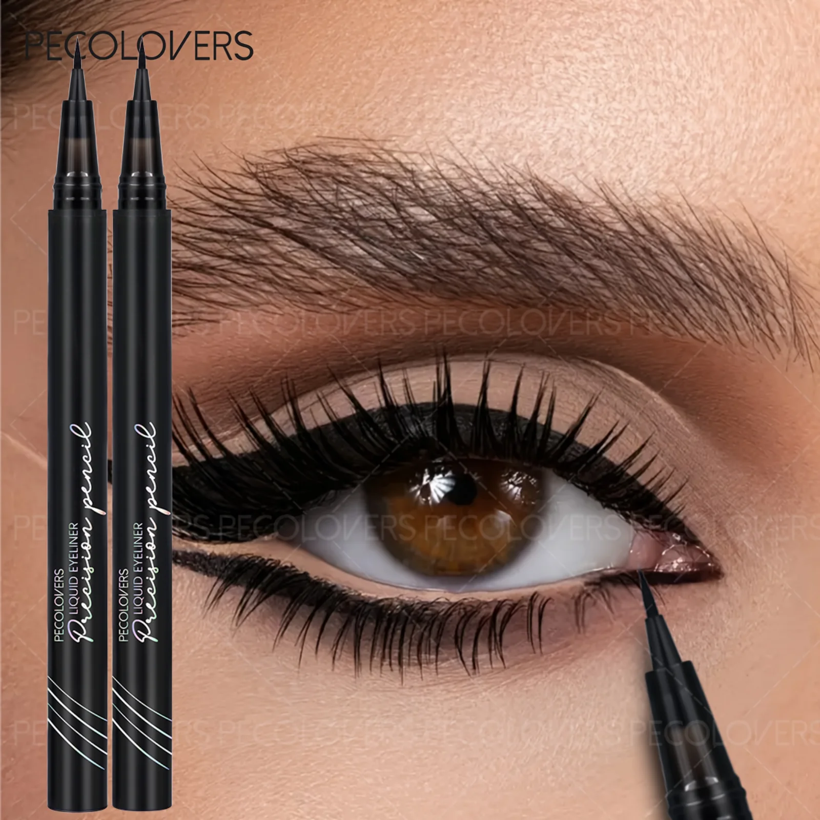 قطعتان/مجموعة من قلم تحديد العيون الأسود الناعم المقاوم للماء، برأس رفيع للغاية، مضاد للتلطيخ، طويل الأمد، سريع الجفاف، مستحضرات تجميل أساسية يومية