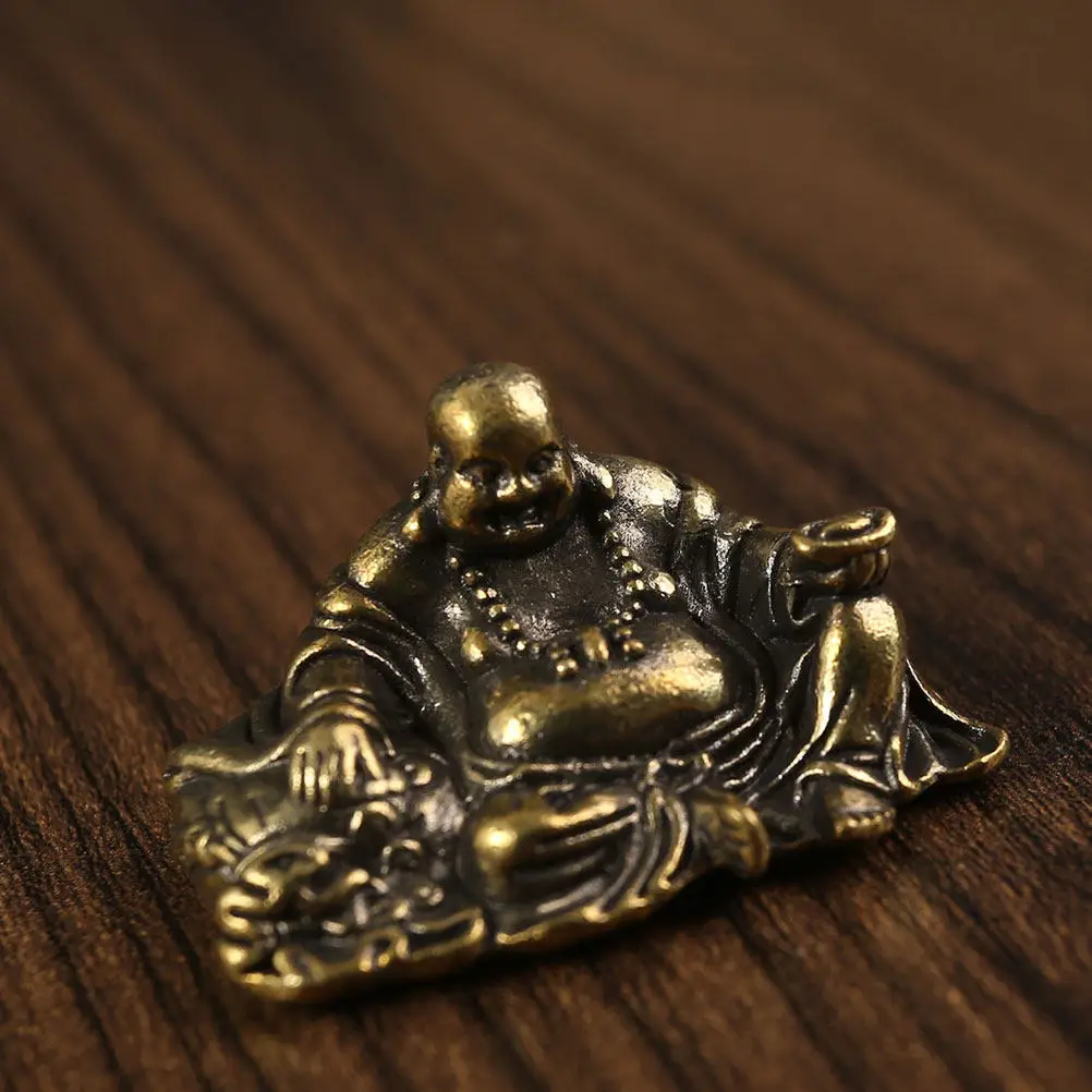 Brass Smiling Buddha Statue Retro Exquisite Miniature Desk Buddha Decoration Creative Home Zen Brass Craft Sculpture Ornament - view 3