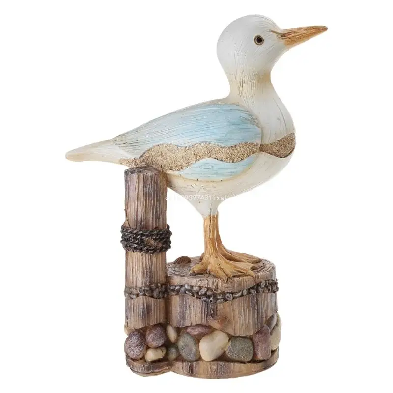 

Mediterranean Beach Resin Seabird Stump Figurine Statue Ornament Home Decoration