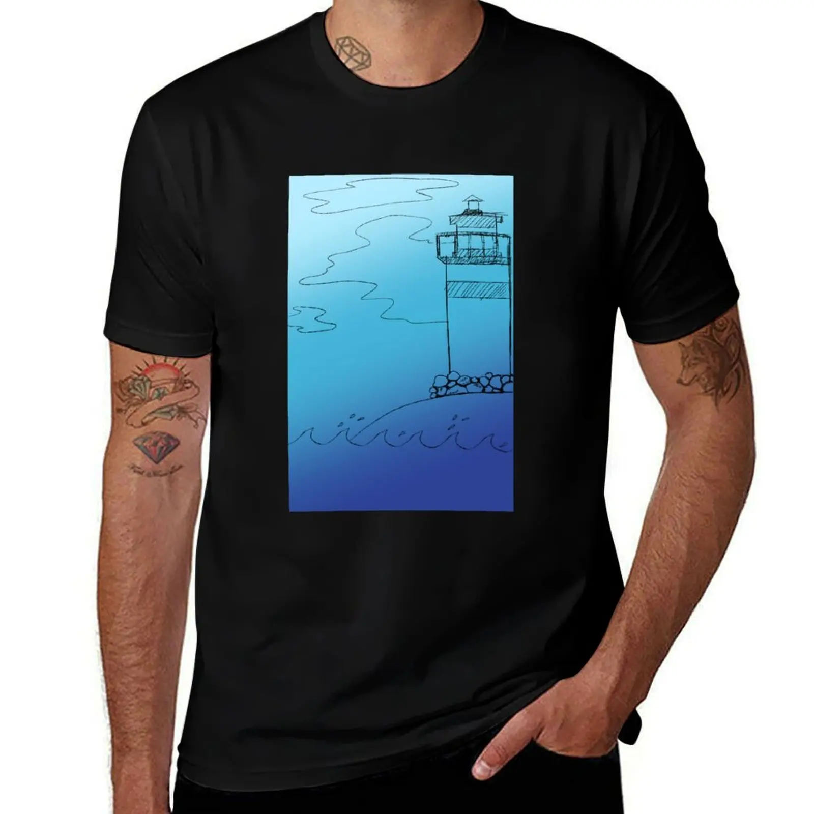 

Lighthouse Gradient Charcoal T-Shirt man t shirts cotton anime t shirts oversize T-Shirt