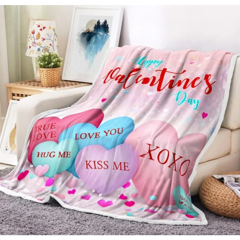 

Одеяло ко Дню святого Валентина, декоративное одеяло романтической любви, подходит для жены и подруги, подарок на День святого Валентина