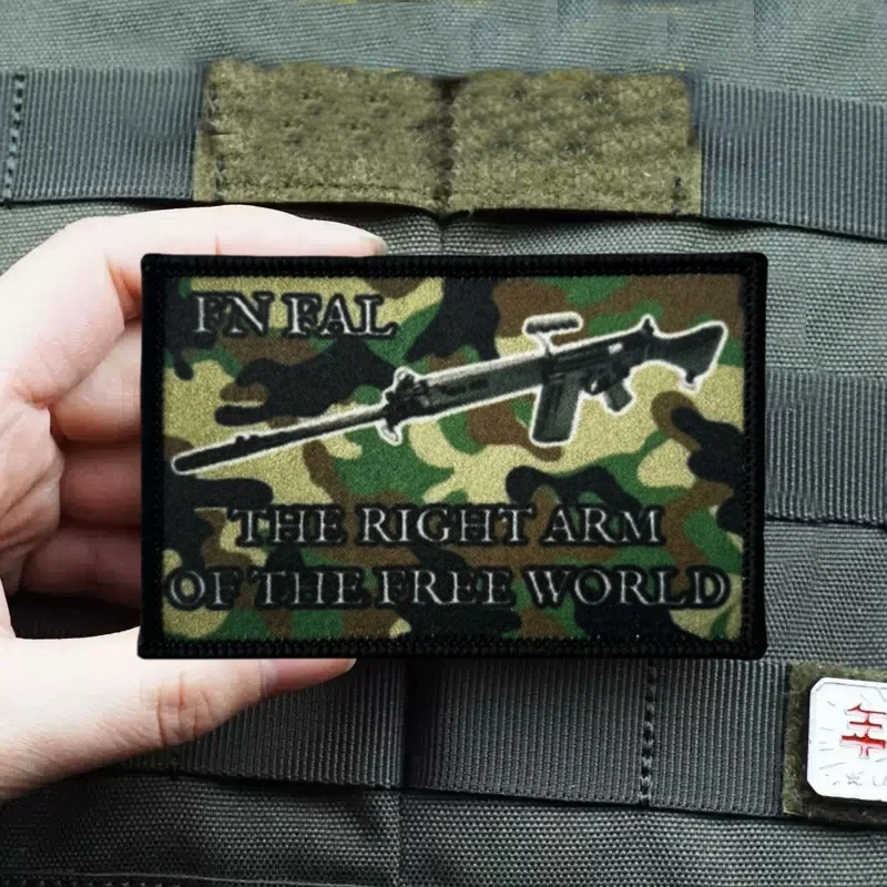 FN FAL بندقية التكتيكية المعنويات شارة مطبوعة التصحيح على الملابس هوك حلقة جرس OFFERATOR العسكرية بقع حقيبة الظهر الملحقات ملصق #3