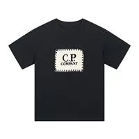 2025 New summer men's 100% pure cotton CP letter print casual loose fashionable round-neck short-sleeved T-shirt