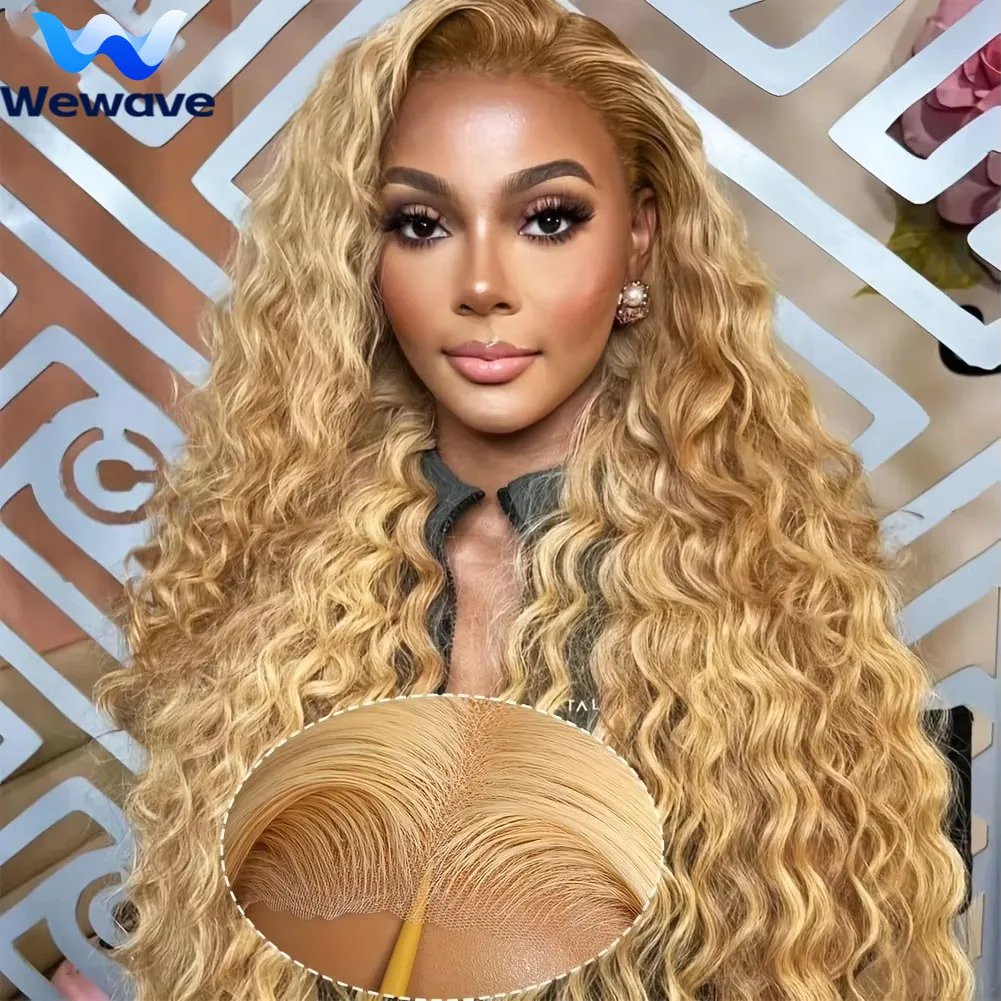 

Wewave Curly Human Wig 27 Медовый блондин Парик из натуральных волос Water Wave 13x6 Фронтальный парик Hd Кружева Глубокая волна Парики отбеленные узлы
