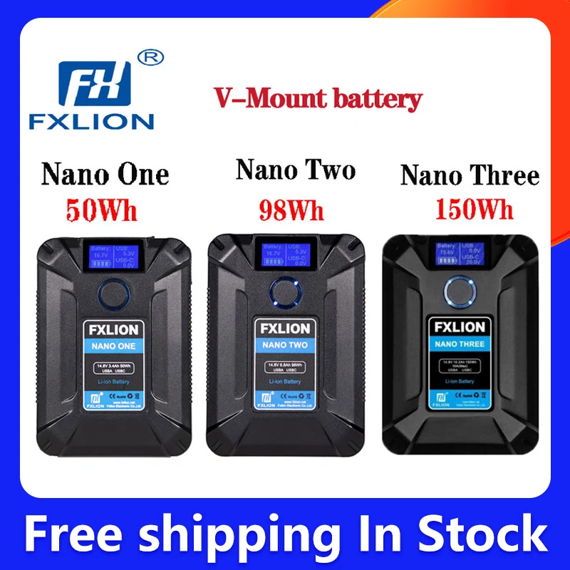 FXLION Wireless NANO ONE/TWO/THREE V-Mount V Lock Battery 98WH 50WH lithium battery Type-C D-tap USB Micro USB Camera Battery