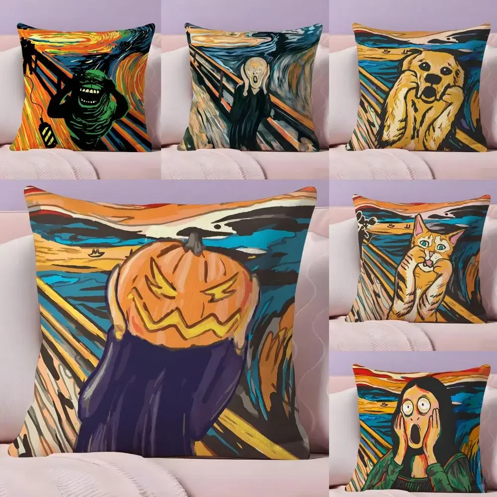 Edvard Munch The Scream Abstract Cushion Cover Plush Fabric 