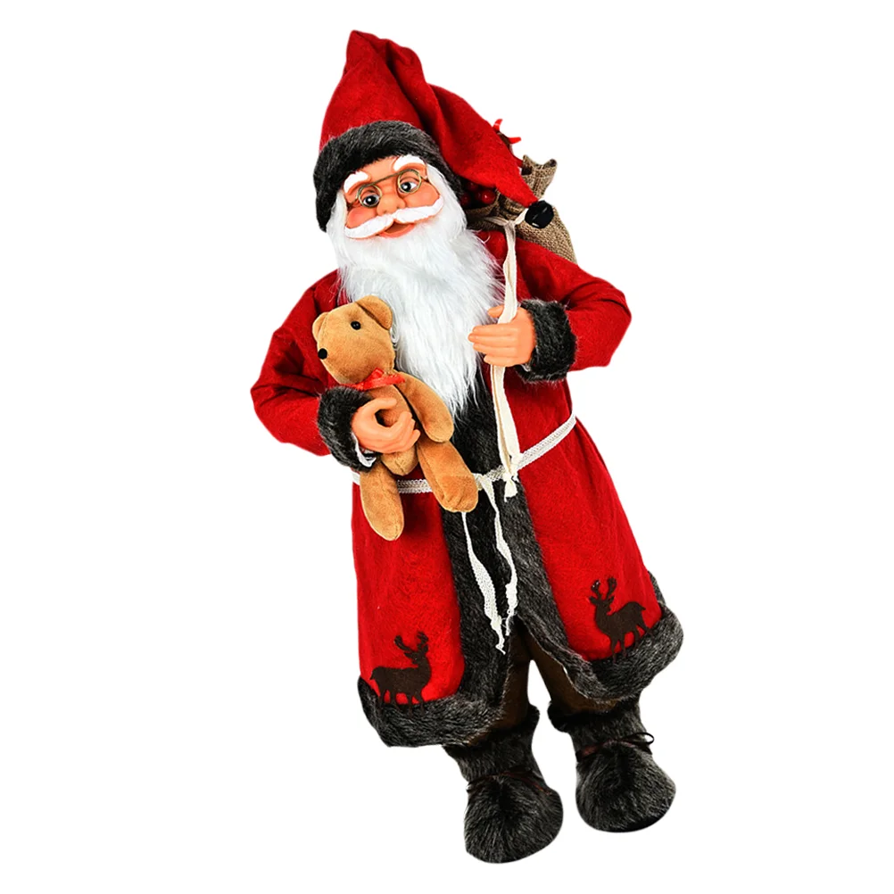 

Santa Claus Ornament Christmas Decor Adornment Xmas Party Decoration with Bear Decorative Decorations