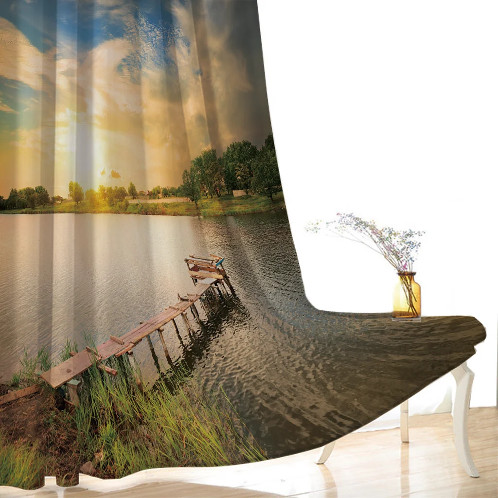 Custom nature scenery landscape curtains 3D Curtain Printing Blockout Polyester 3D Window Curtain For Living Room