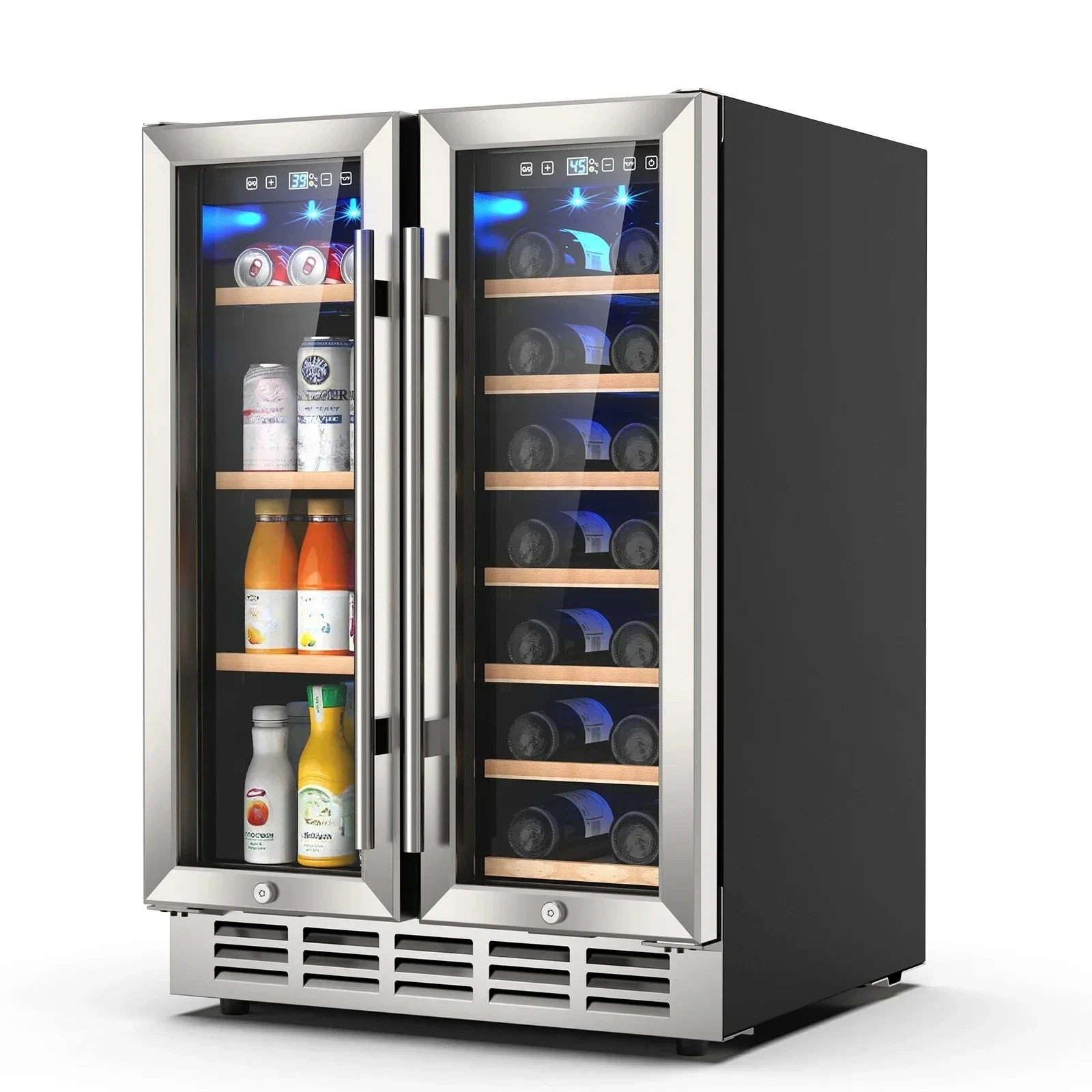 Wine And Beer Undercounter Fridge - Wein- und Getränkekühlschrank, 24-Zoll-Weinkühlschrank mit zwei