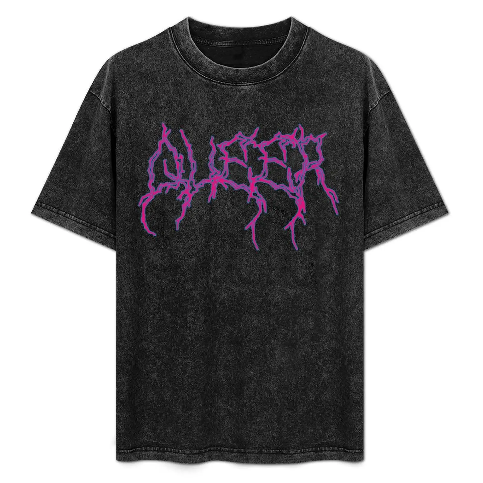

Queer Black Metal logo T-Shirt Simple Solid Color Crew Neck Tee
