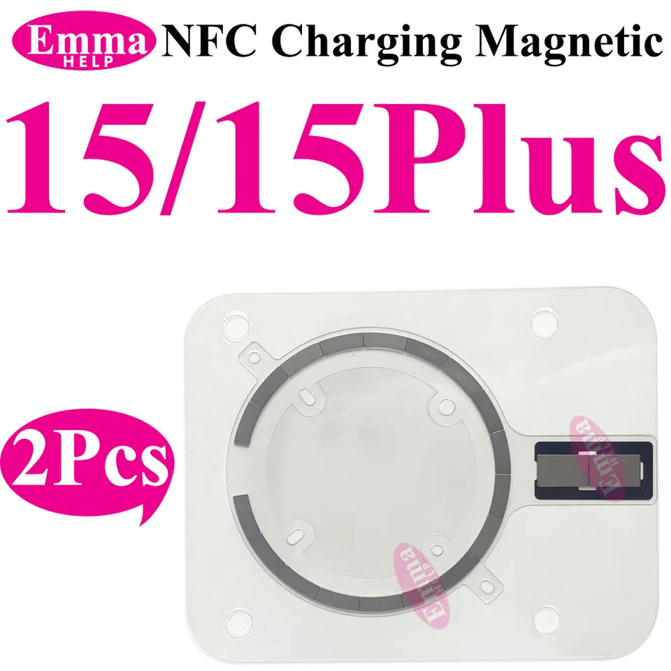 2 piezas de carga inalámbrica NFC magnética para iPhone 12, 13, 16 Pro Max, 14, 15 Plus, cubierta trasera, vidrio trasero, imán de cargador MagSafe, reparación 3