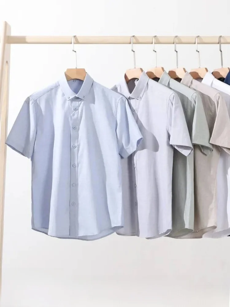

Men's Short Sleeve Shirt Casual Lightweight Breathable Linen Modal Summer Thin Style Pure Color Commute Versatile Button up