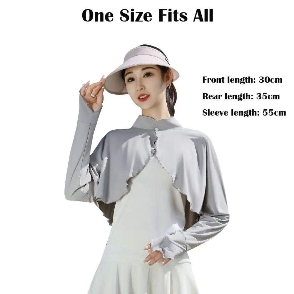 New Casual Women's Sunscreen Shawl Solid Color Breathable Sunscreen Capes Long-sleeve Ice Silk Thin Coat Summer Outdoor image 6