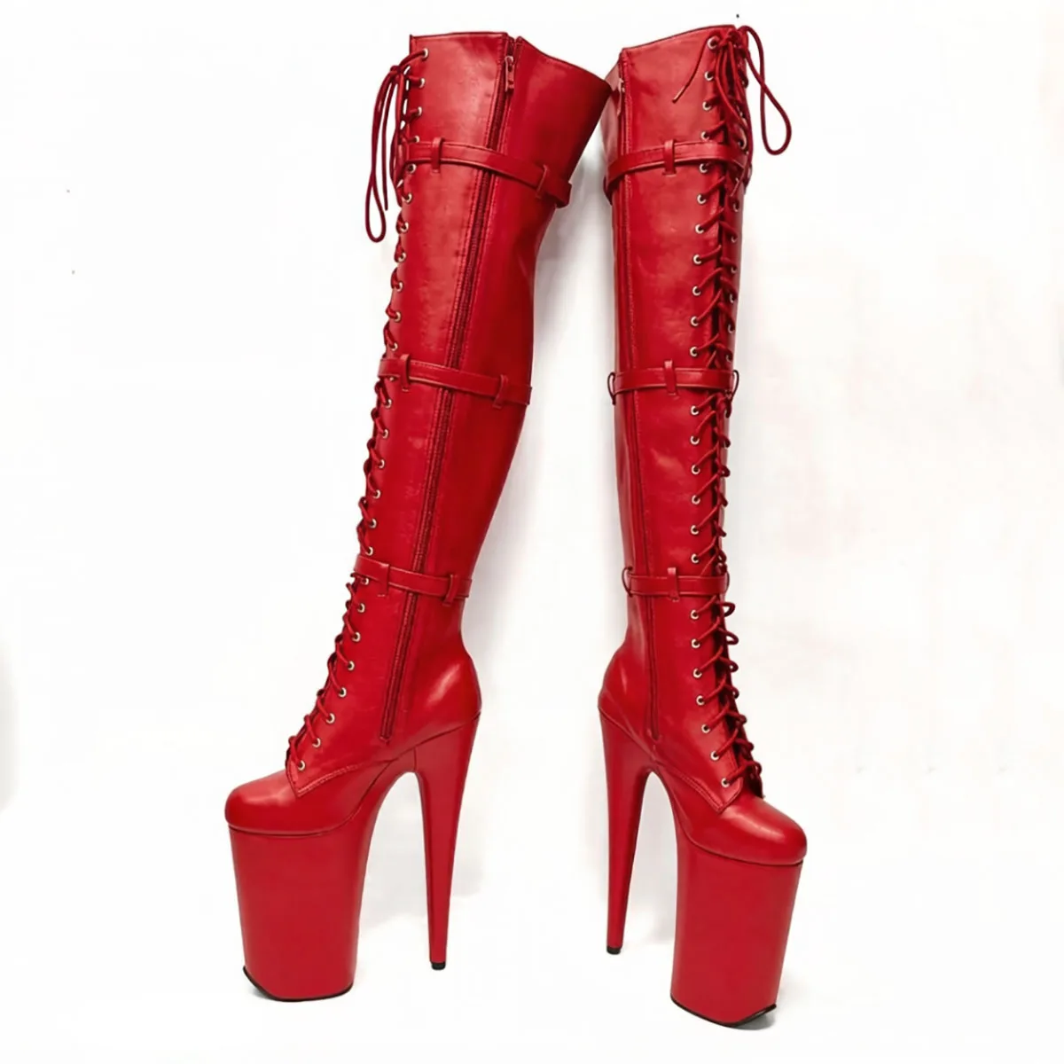 

8 Inch High Heels Sexy 26cm Over the Knee Gladiator Boots with Exotic Stripper Gothic Pole Dance Motorcycle Classic Shoes