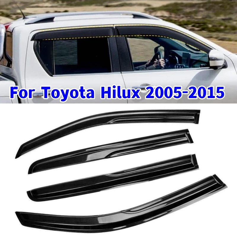 Car Side Window Deflectors Exterior Weather Shield Sunhields Window Visors For Toyota Hilux 2005-2015