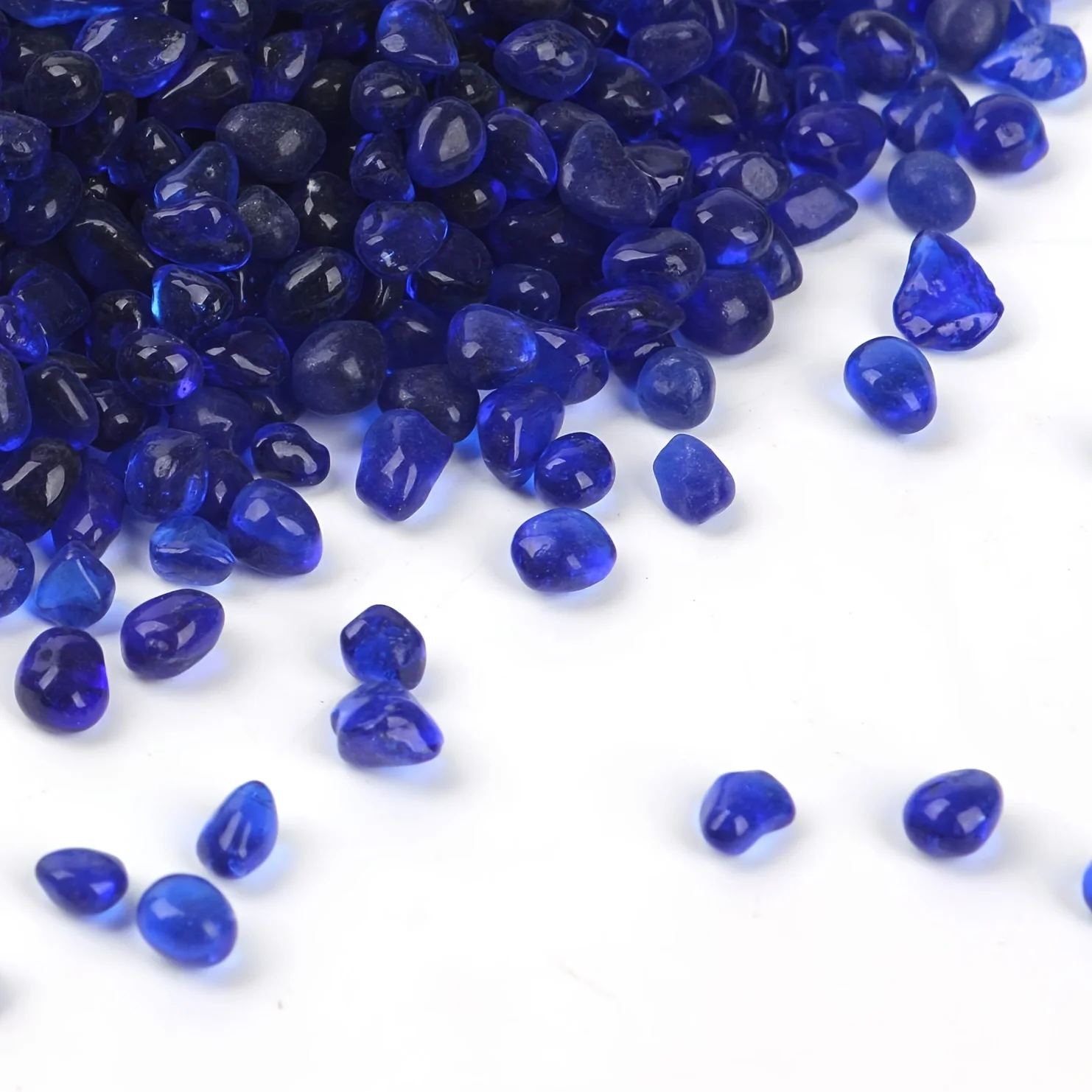 Irregular Cobalt Blue Gravel Glass Stones, for Gem Display/Vase Filler/Terrarium Flowerpot Aquarium Turtle Tank Decoration