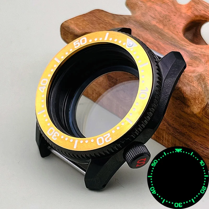 Hitam SPB185 SPB187 kotak jam tangan cocok untuk NH35 NH36 gerakan transparan penutup belakang hijau bercahaya masukkan casing jam tangan Spb185