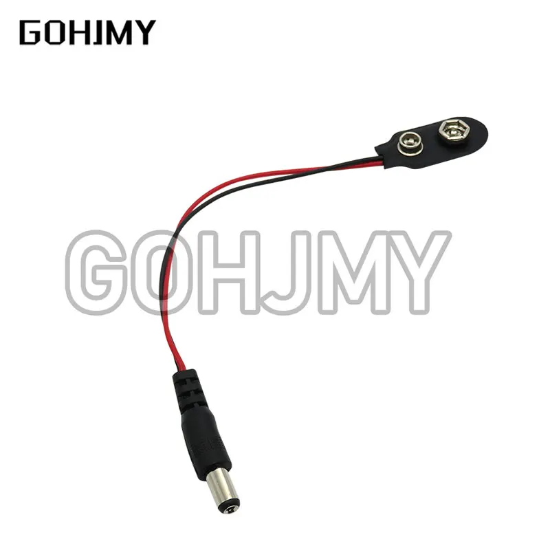 10pcs DC 9V Battery Button Power Cable Battery Buckle Snaps Power Cable Connector DC 5.5*2.1 For Arduino Diy