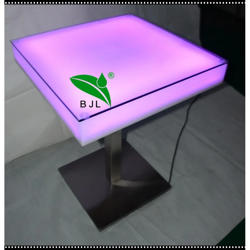 custom，night club furniture waterproof led lighted acrylic square bar table