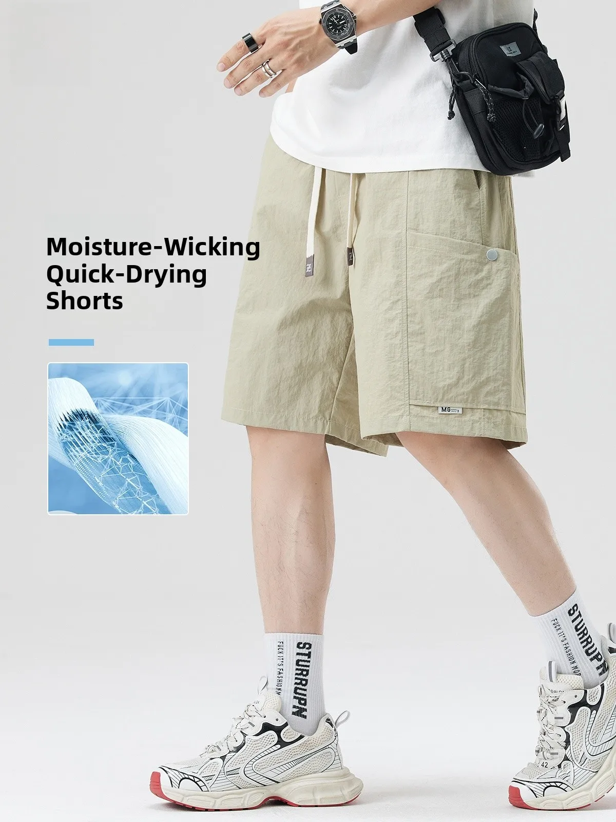 

Casual Ice Silk Qui Dry Men's orts Summer New Loose Straight Leg Workwear Five-Point Pants Breathable Comfortable Youth S...
