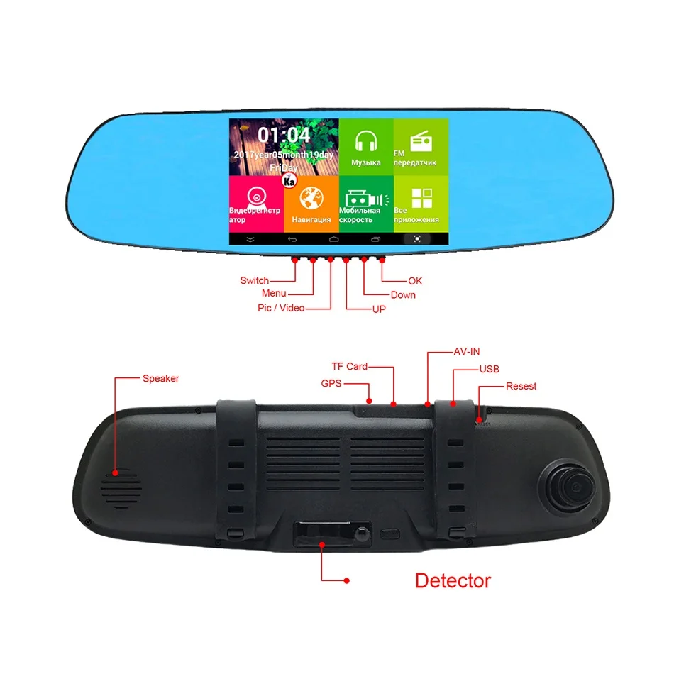 3 in1 Car Reaivew Mirror Speed Detector DVR Dash Cam Video Recorder G-sensor Video Registrator BT WIFI Russian & English