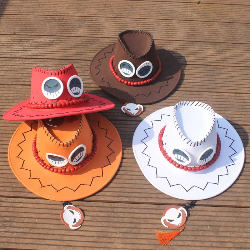 Anime One Pieces Portgas D Ace Cowboy Hat Cosplay Cap Cartoon Fashion Costume Ornament Accessories Children Fans Birthday Gift