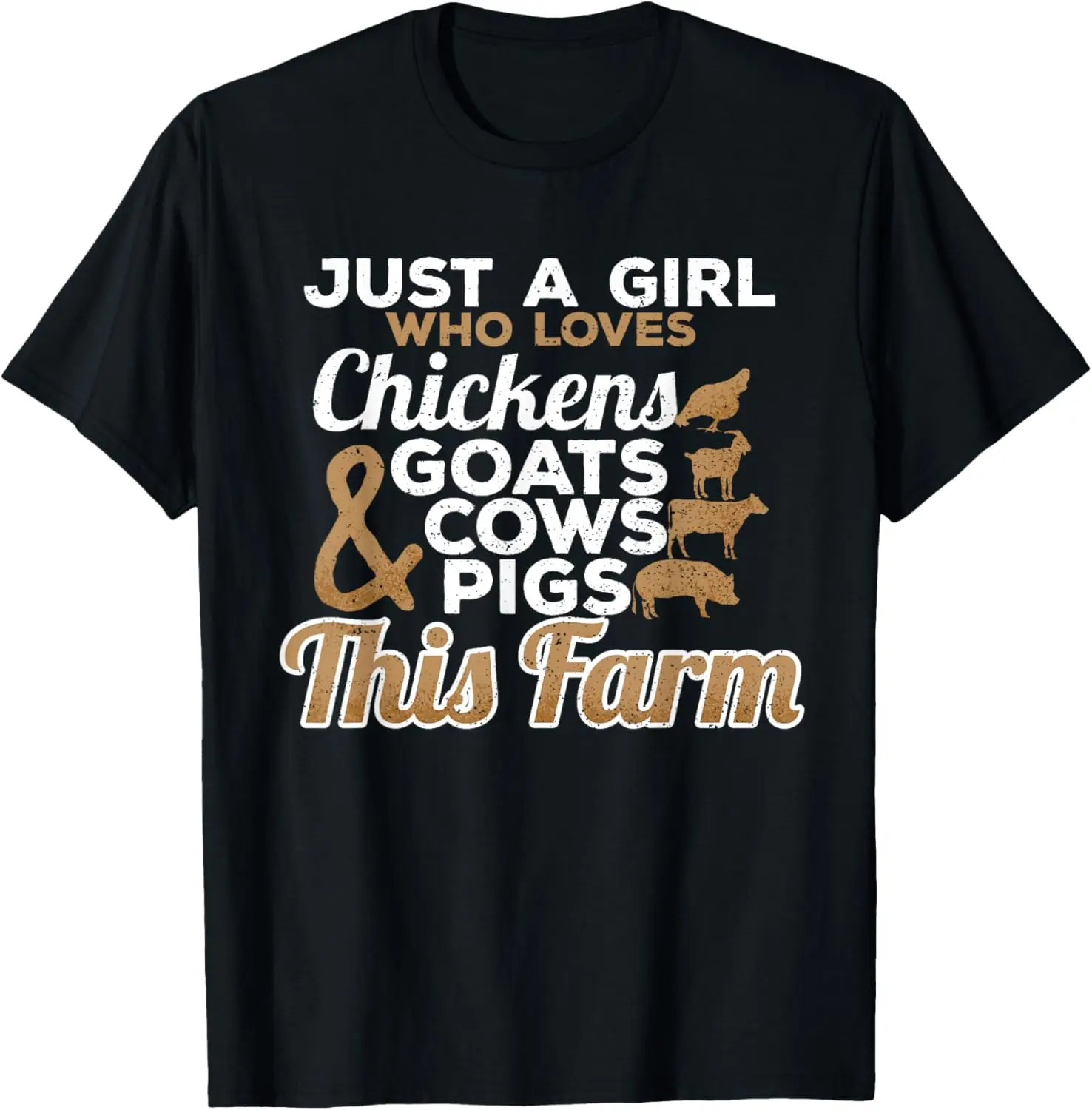 

Девушка любит цыплят, коз, свиньи, фермерская жизнь, футболка с рисунком, повседневная хлопковая футболка для фермера