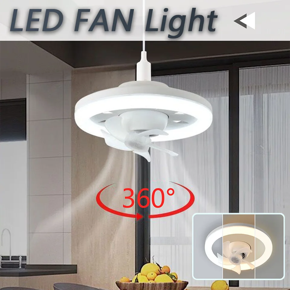 360° LED Fanlight With Remote Control E27 AC85-265V Ceiling Fan Bulb LED Light Brightness Adjustment For Indoor Home Living room