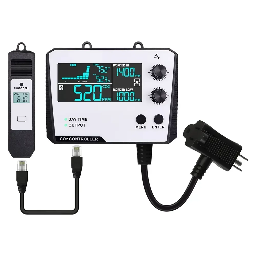 SmCpHigh Quality Carbon Dioxide Controller Dual Channel Automatic CO2 Concentration Control For Greenhouse Plants