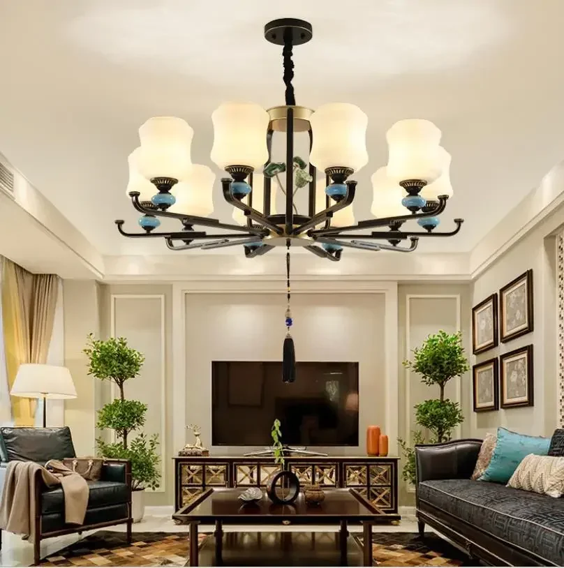 

XIN T New Chinese style Pendant Lamp living room lamp Chinese style dining room chandelier simple villa complex large chandelier