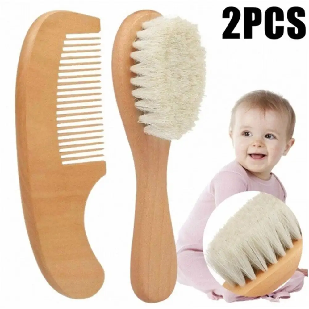 Nieuwe Babyverzorging Puur Natuurlijke Wol Baby Houten Borstel Kam Baby Kam Massager Borstel Haar Borstel Baby Haarborstel V7m1