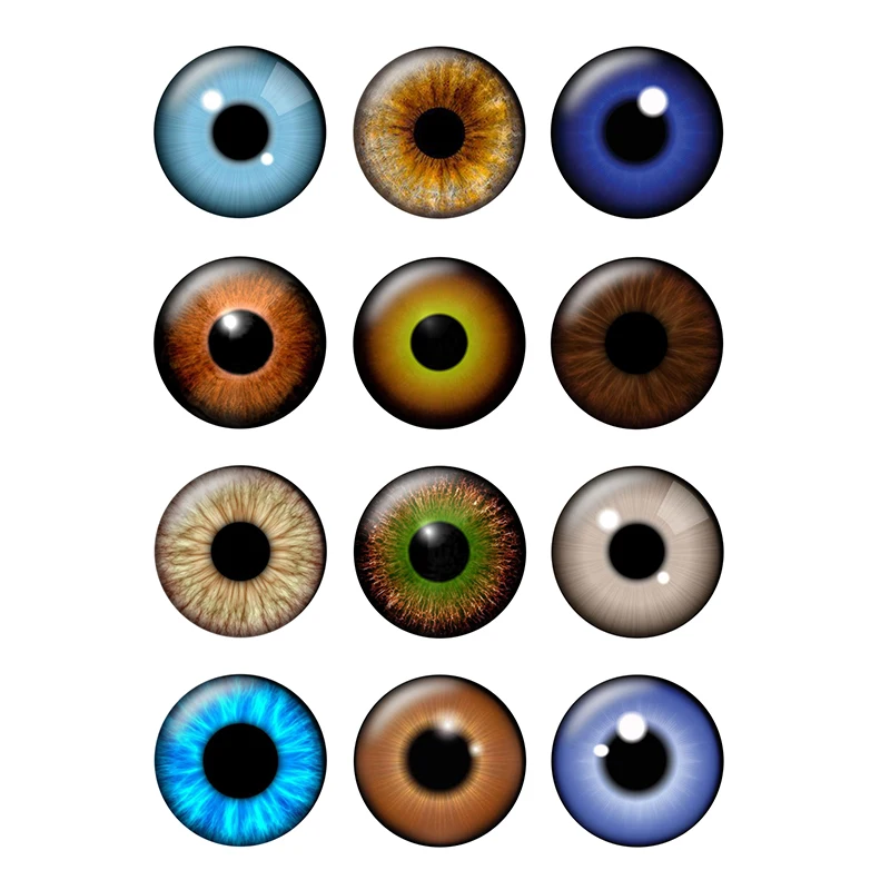 

12pairs/bag 14mm Eyes Chips Suitable for Blyth Doll Super Thin Pupil Round Glass Cabochons DIY Accessories Bulk Items BT300